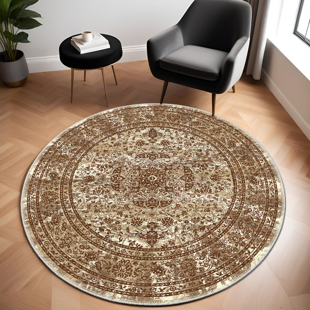Sao Rug Sao Paulo Area Rug, Brown Rugs, Washable Rugs, Round Rug, Vintage Rugs ...