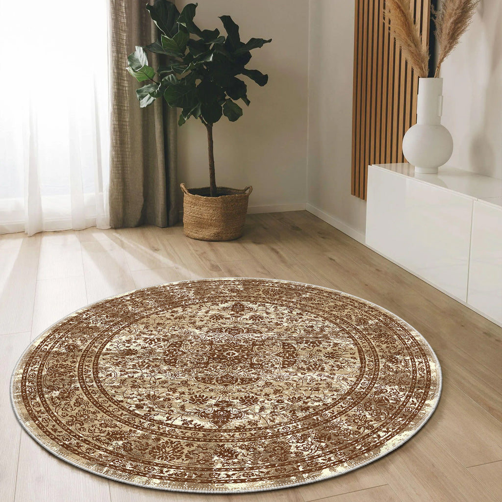 Sao Rug Sao Paulo Area Rug, Brown Rugs, Washable Rugs, Round Rug, Vintage Rugs ...