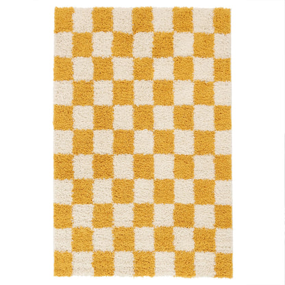 Checkered Yellow Area Rug