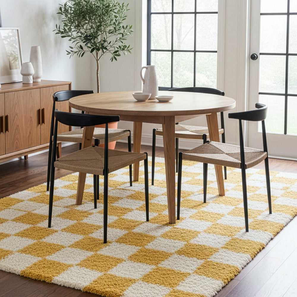 Checkered Yellow Area Rug