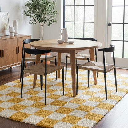 Checkered Yellow Area Rug