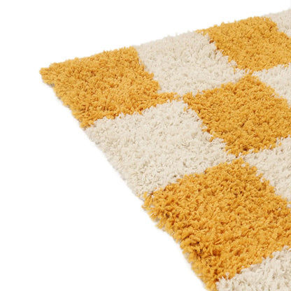 Checkered Yellow Area Rug