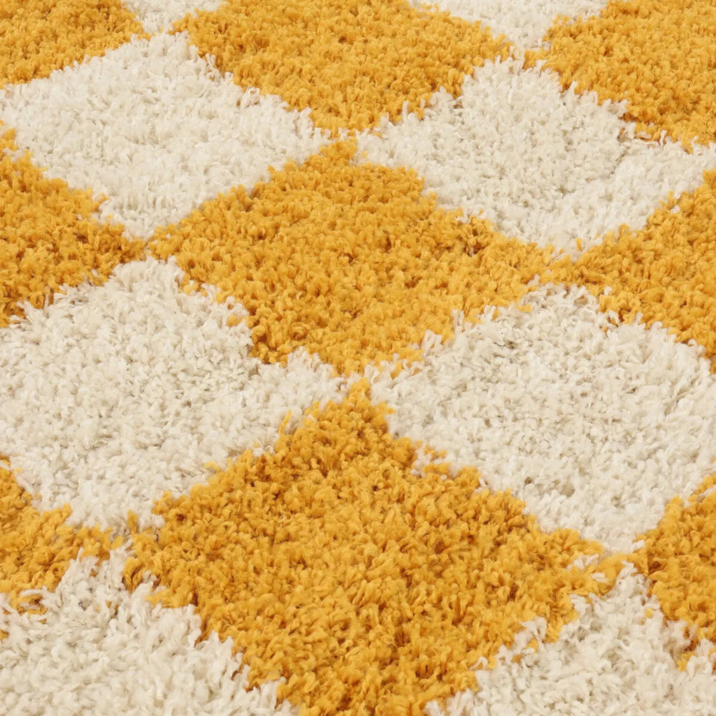 Checkered Yellow Area Rug