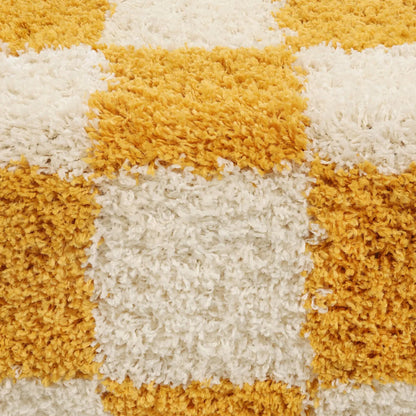 Checkered Yellow Area Rug