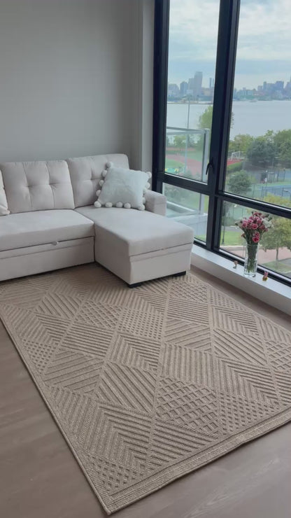 Strive Beige Machine Wowen Rug